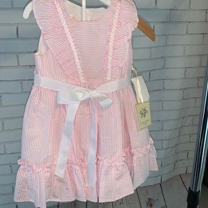 Laura Ashley - pink seersucker ruffle dress